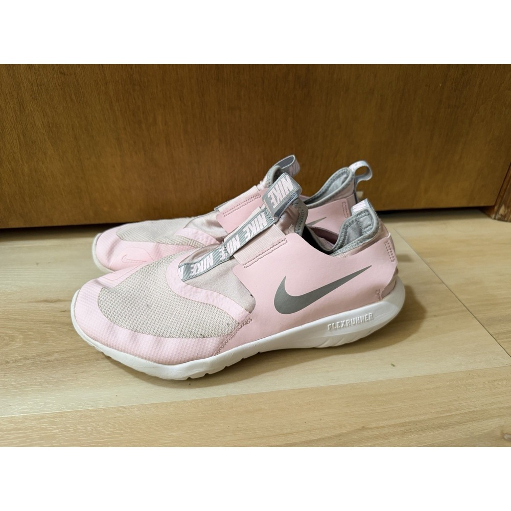 Nike Flex Runner Girl's Size 7Y Running Shoes Pink Gray Youth Slip On Sneakers